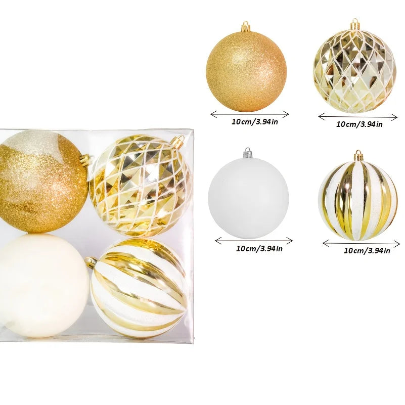 4PCS 10CM Christmas Ball Ornaments – Xmas Tree & Holiday Decor
