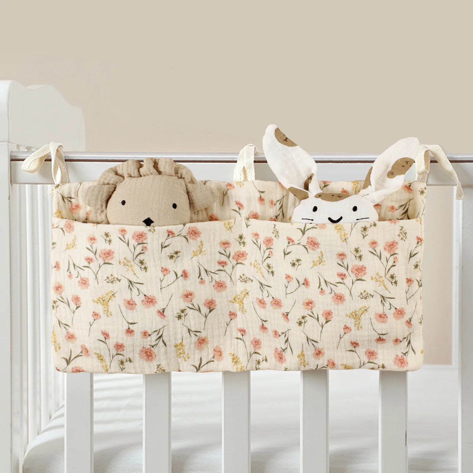 Baby Crib Organizer Hanging Storage Bag with 2 Pockets