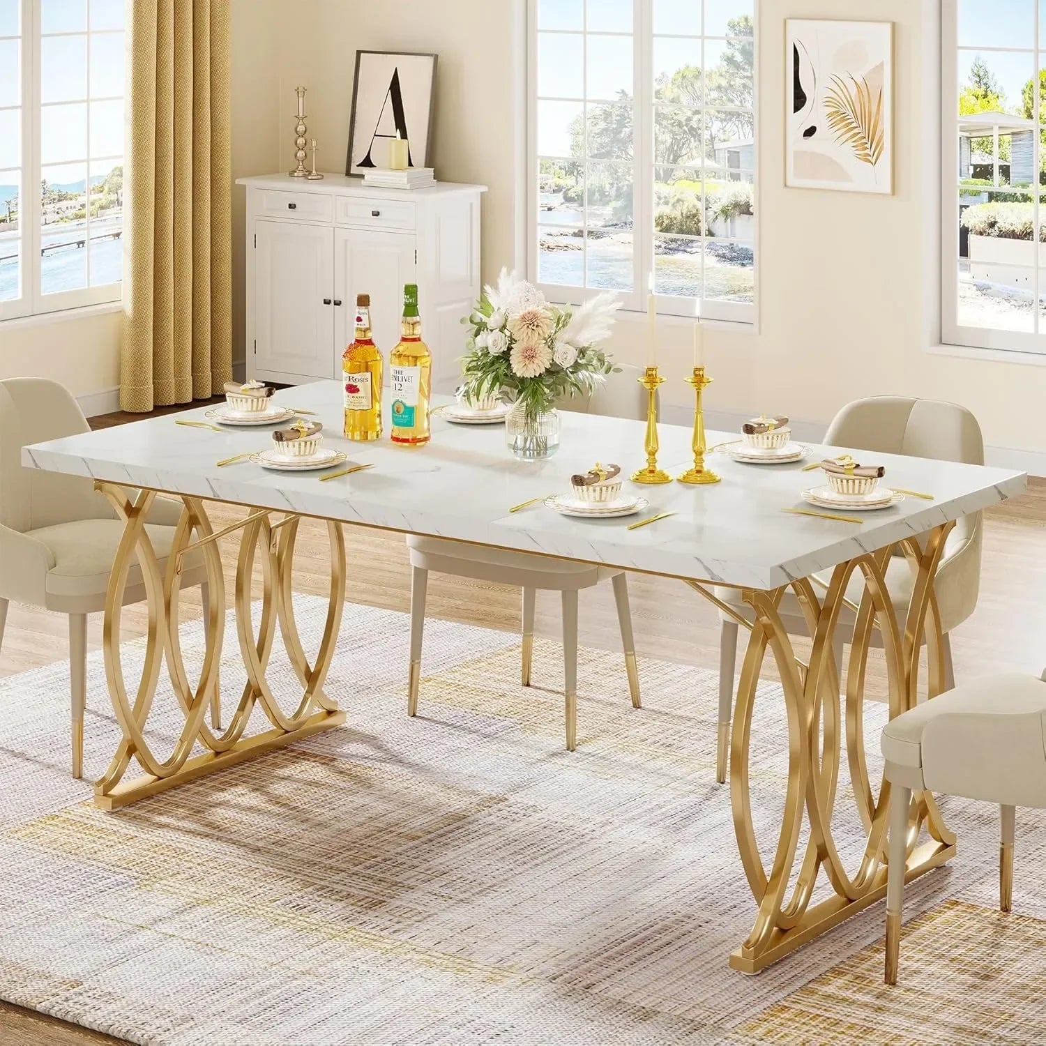 63" Modern Rectangular Dining Table – Seats 4-6 People