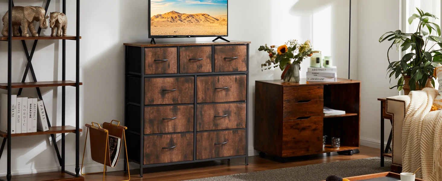 9-Drawer Fabric Dresser – Bedroom Closet Storage Organizer Cabinet