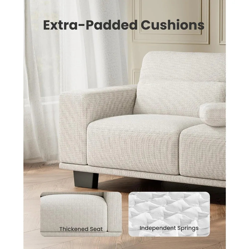 89" 3-Seater Sofa – Modern Deep Seat Couch with Wide Armrests