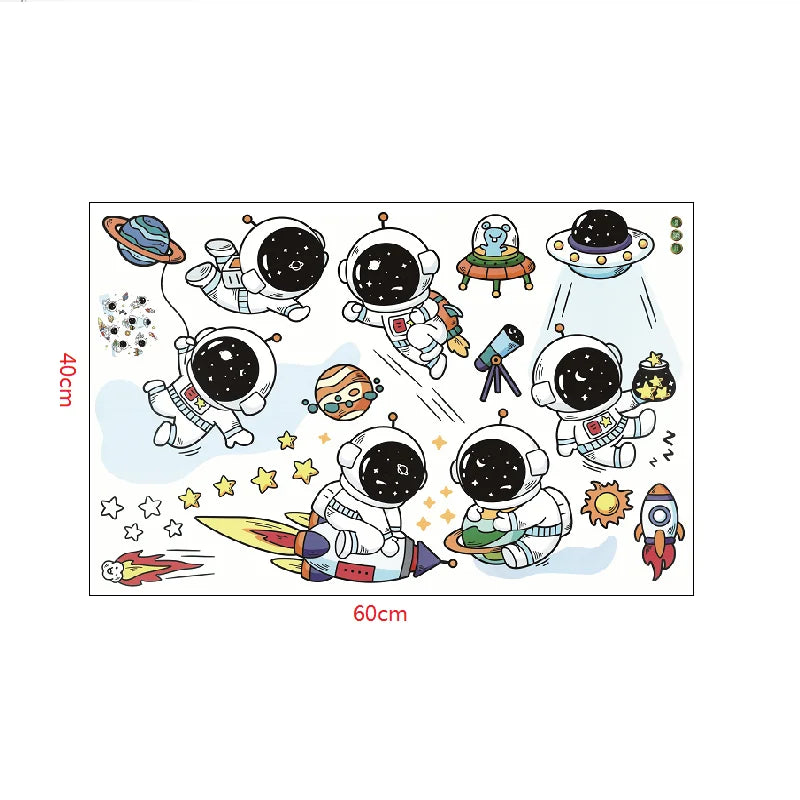 3D Planetary Astronaut Wall Stickers for Kids’ Room