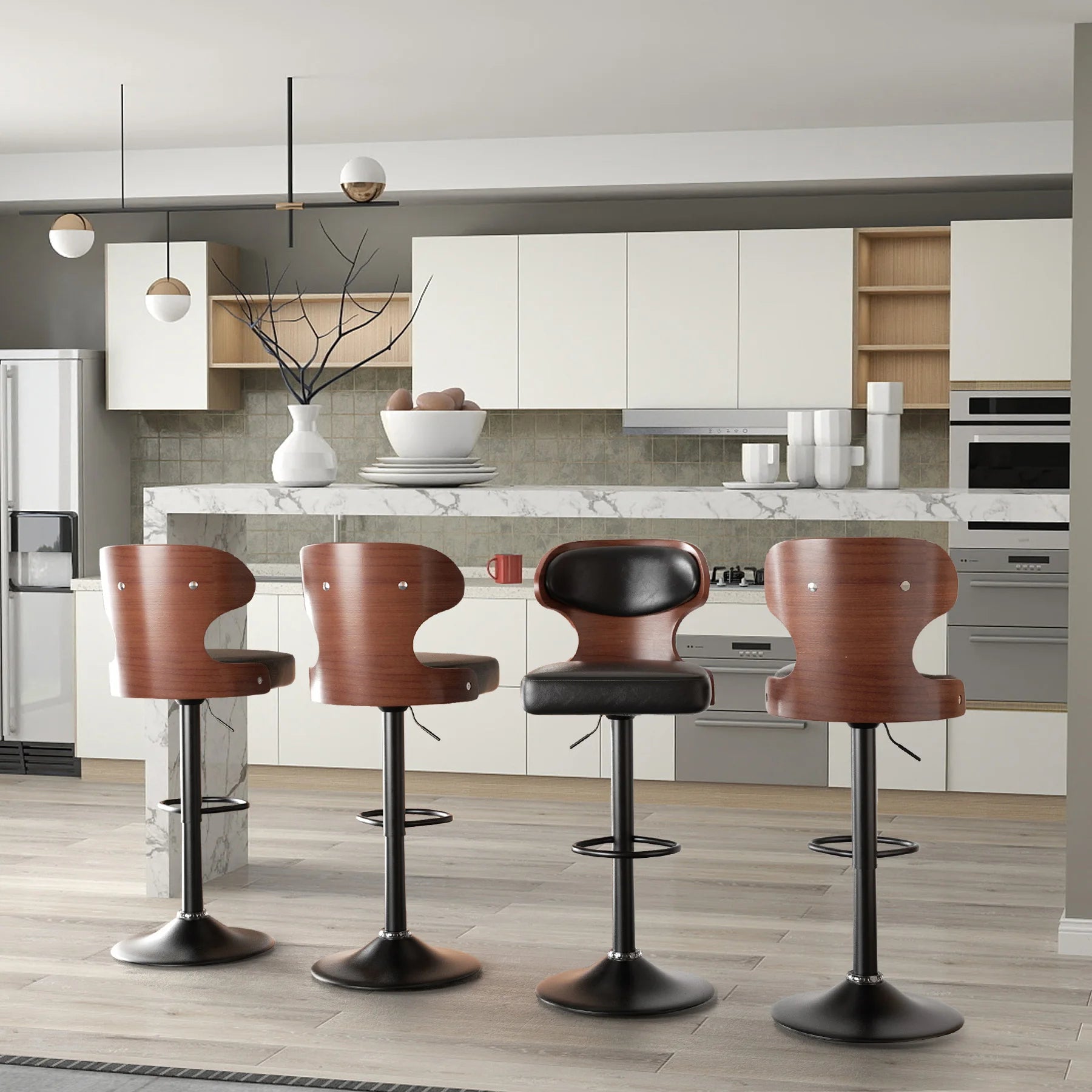 2PCS Bar Stools with Backrest – Soft Cushion Dining Chairs