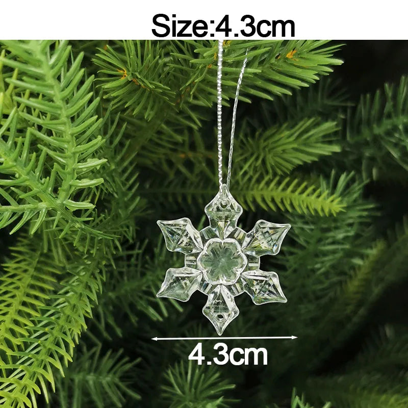 5PCS Crystal Acrylic Christmas Ornaments – Snowflake, Elk & Snowman