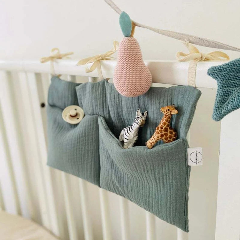 Baby Crib Organizer Hanging Storage Bag with 2 Pockets
