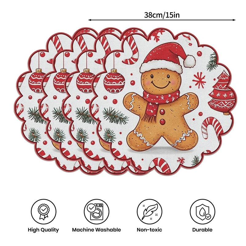 4PCS Cartoon Santa Claus Coasters – Christmas Table Heat Pads