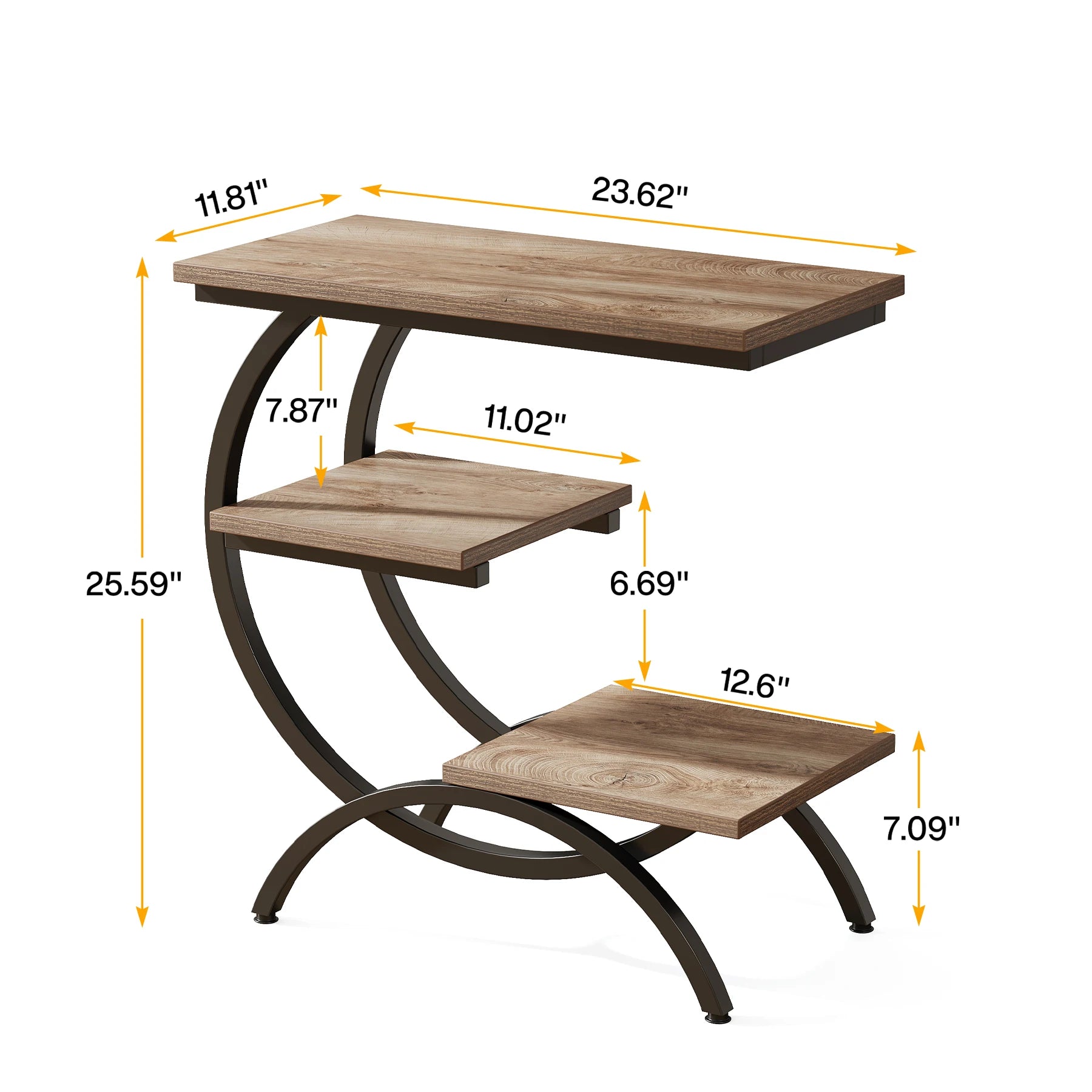 Tribesigns 3‑Tier C‑Shaped End Table