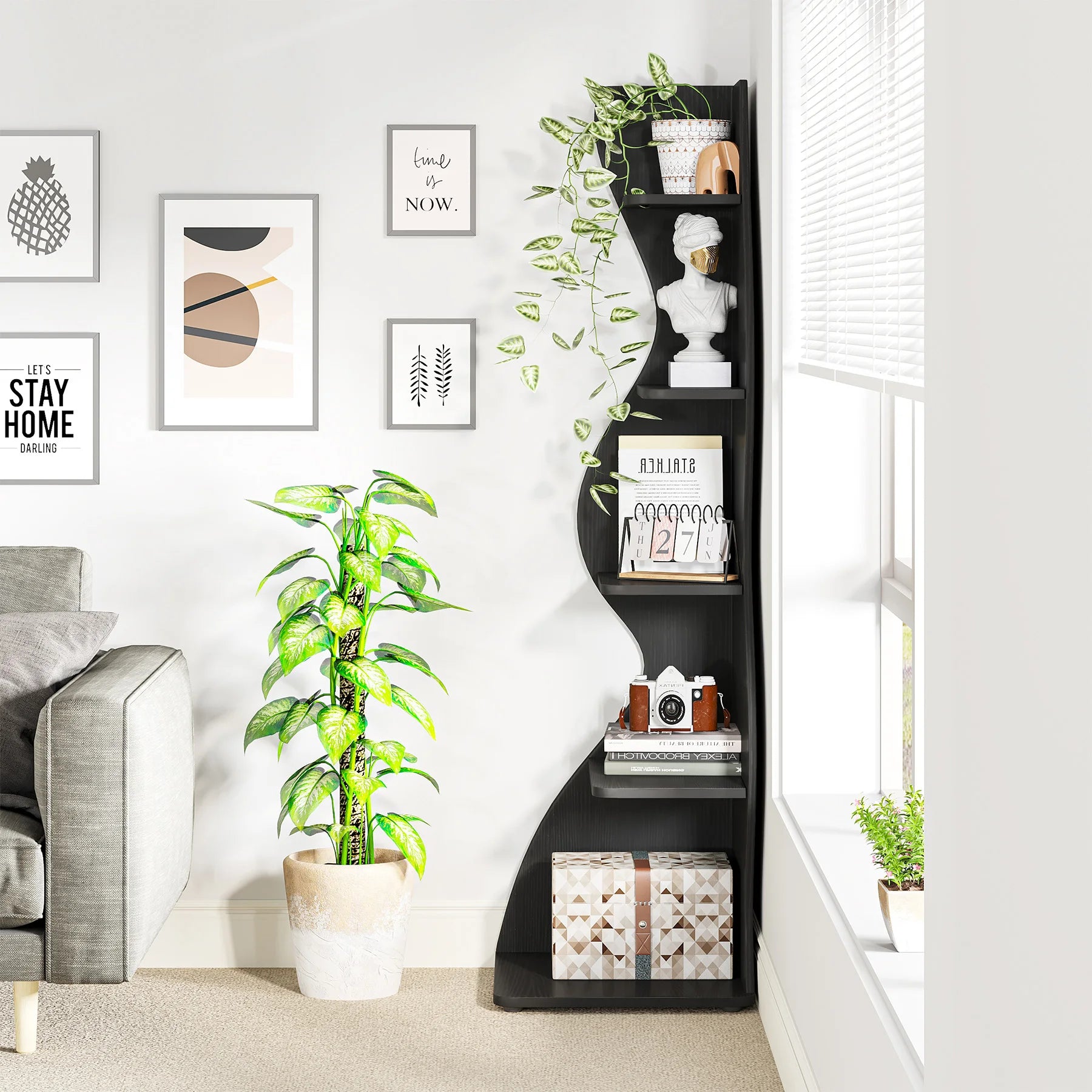 Tribesigns 5-Tier Modern Corner Bookshelf