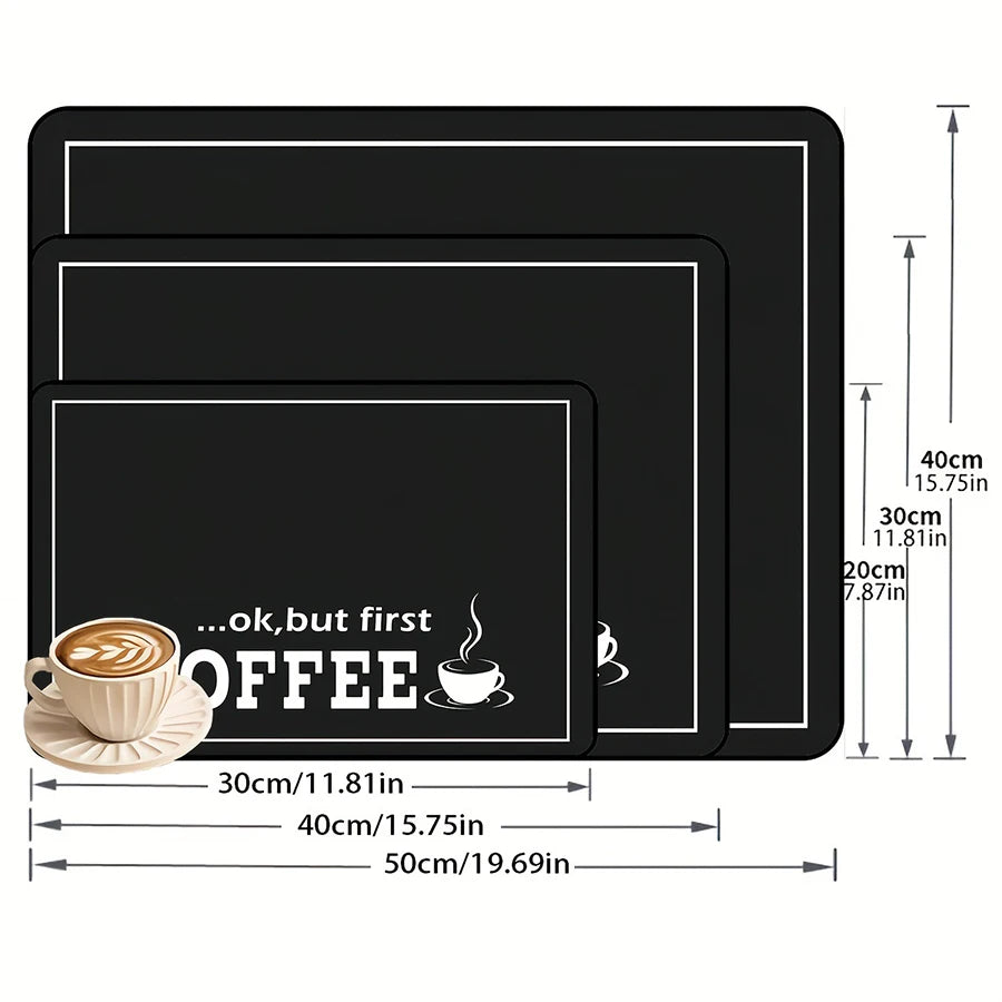 Black Coffee Letter Print Mat – Absorbent Coffee Machine Counter Mat