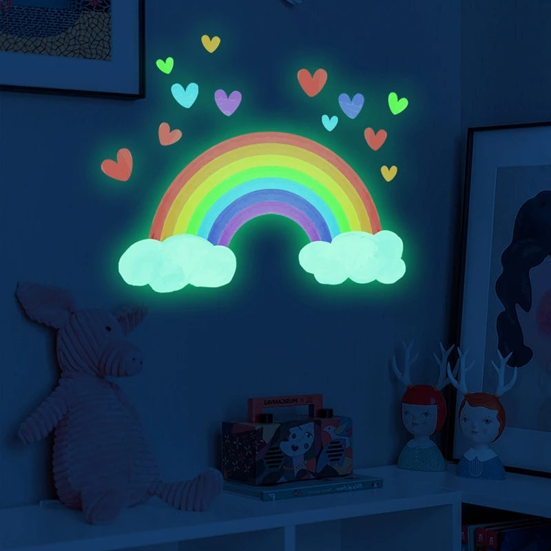 Glow-in-the-Dark Rainbow Wall Stickers for Kids Room