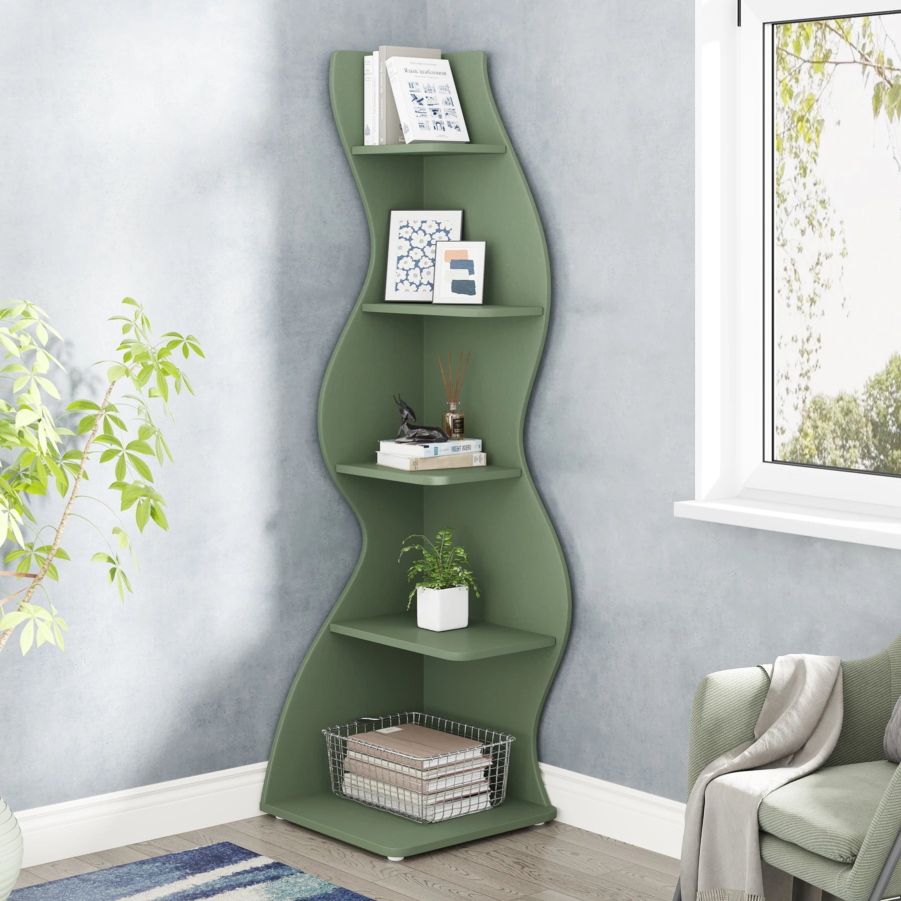Tribesigns 5-Tier Modern Corner Bookshelf