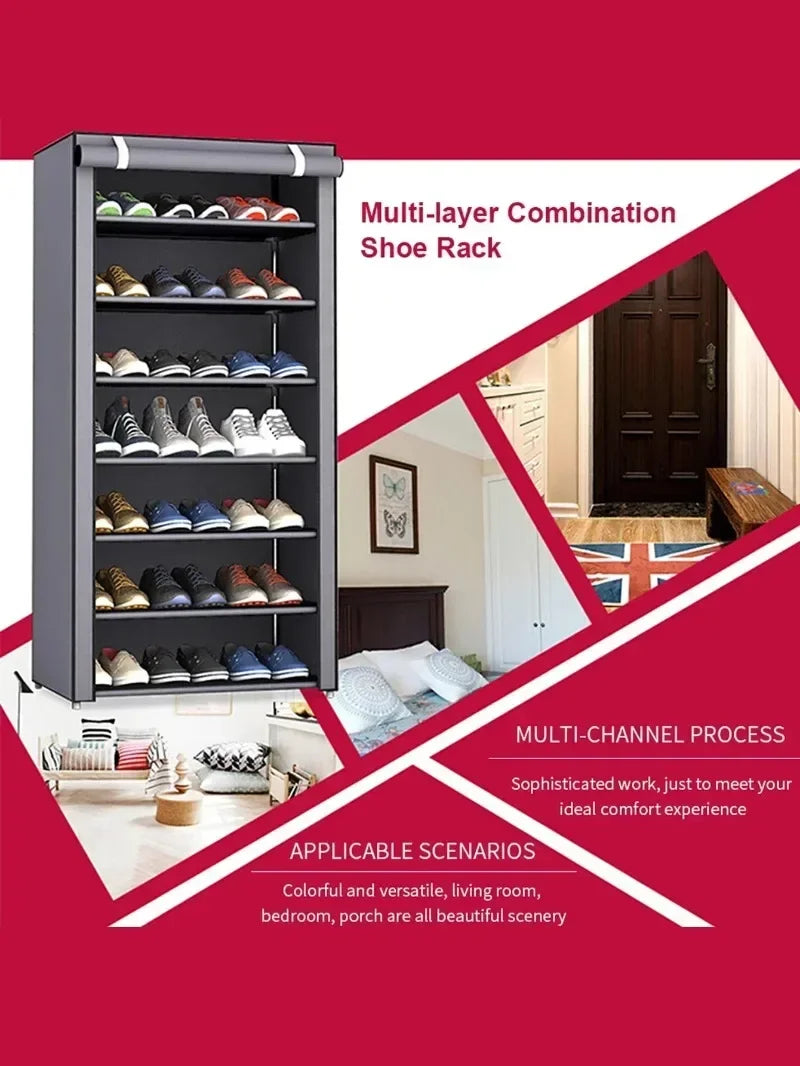 Multi-Layer Fabric Dustproof Shoe Rack Cabinet