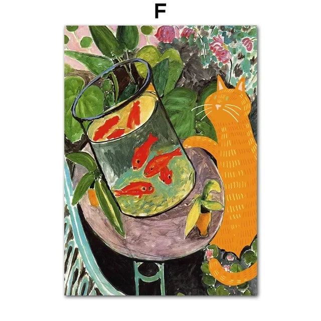 Black Cat Art Canvas Print Van Gogh Sunflowers Design