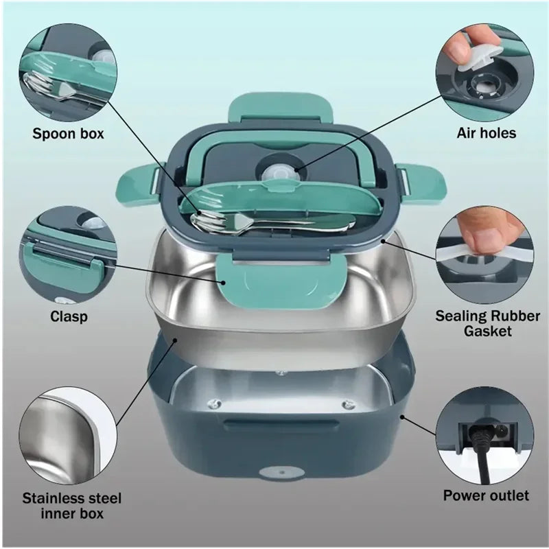 1.5L Electric Lunch Box Food Warmer for Car and Home