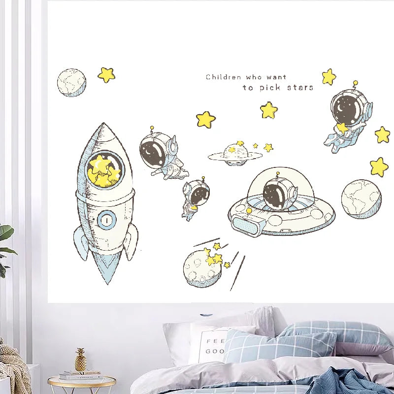 3D Planetary Astronaut Wall Stickers for Kids’ Room
