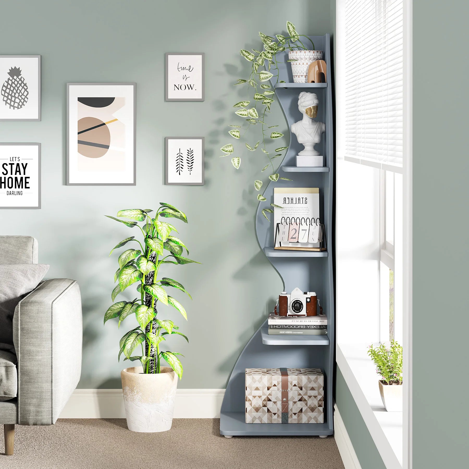 Tribesigns 5-Tier Modern Corner Bookshelf
