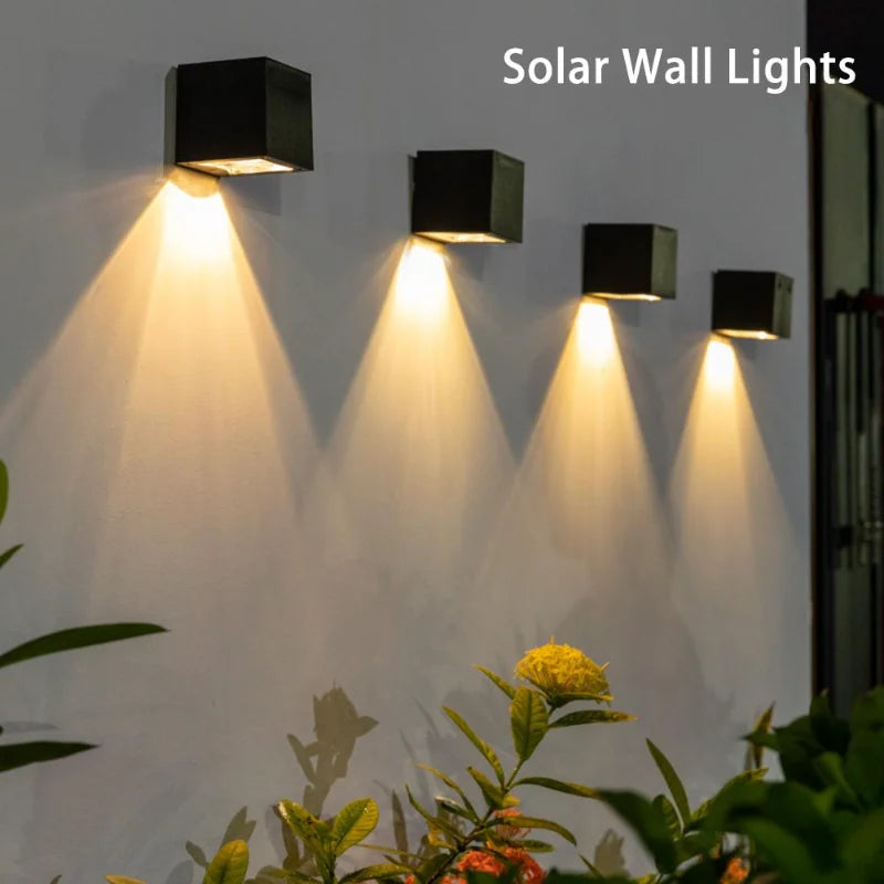 LED Solar Garden Wall Lamp – Outdoor Square Fence & Courtyard Light