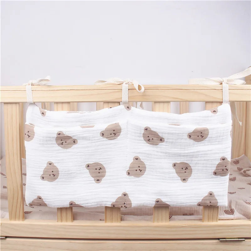 Baby Crib Organizer Hanging Storage Bag with 2 Pockets