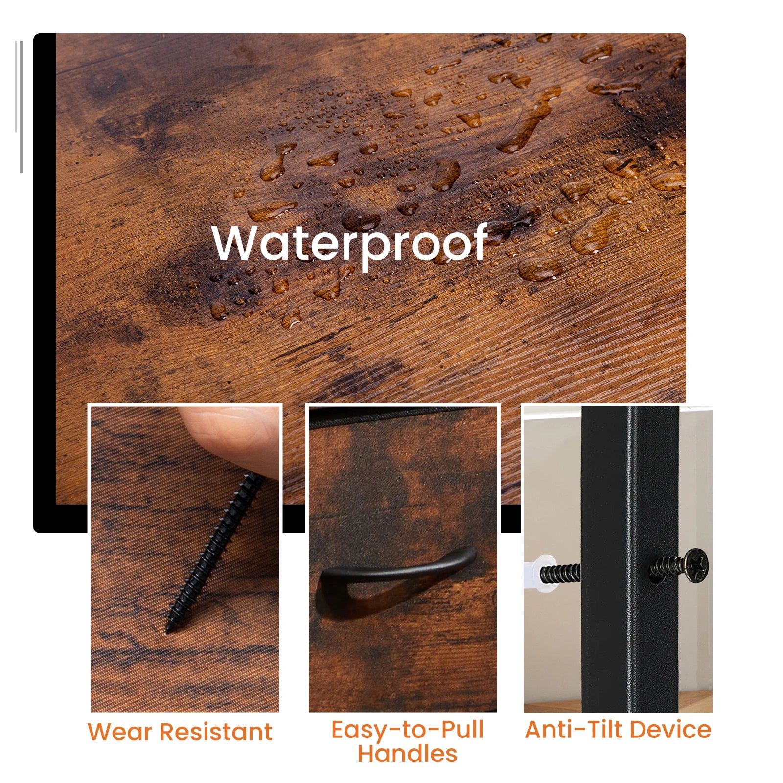 JHK Nightstand with 2 Fabric Drawers – Bedside & Coffee Table Storage Cabinet