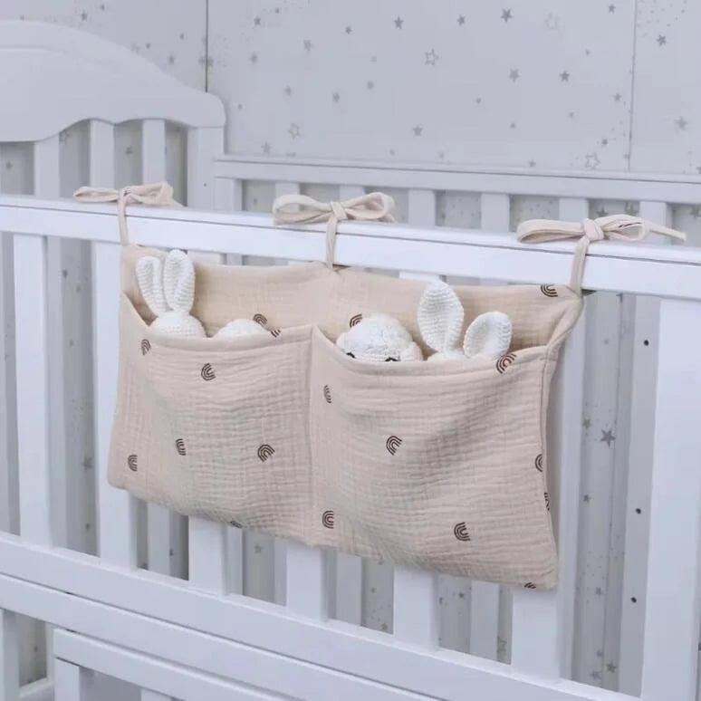 Baby Crib Organizer Hanging Storage Bag with 2 Pockets