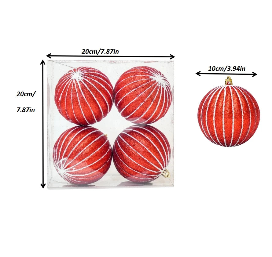 4PCS 10CM Christmas Ball Ornaments – Xmas Tree & Holiday Decor
