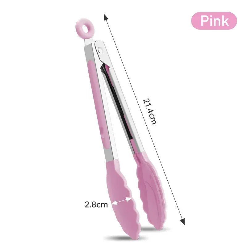 7-Inch Non-Slip Stainless Steel Food Tongs