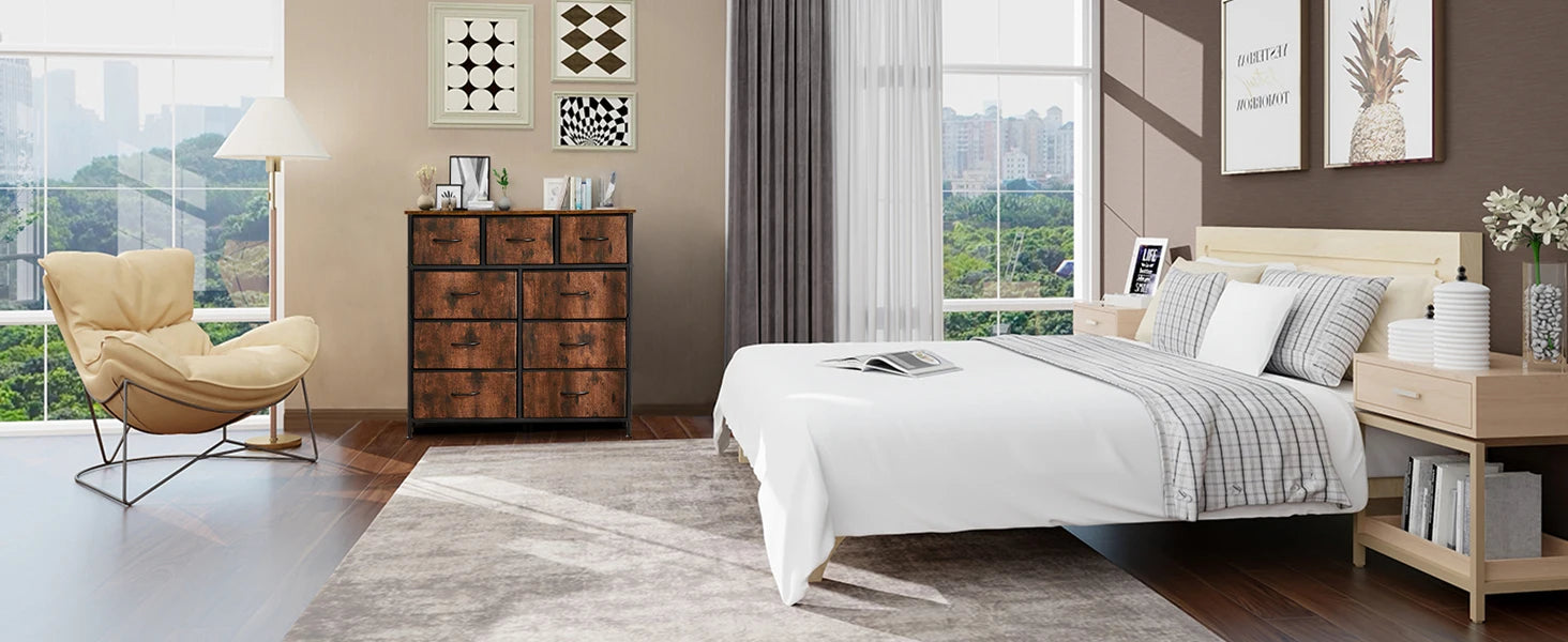 9-Drawer Fabric Dresser – Bedroom Closet Storage Organizer Cabinet