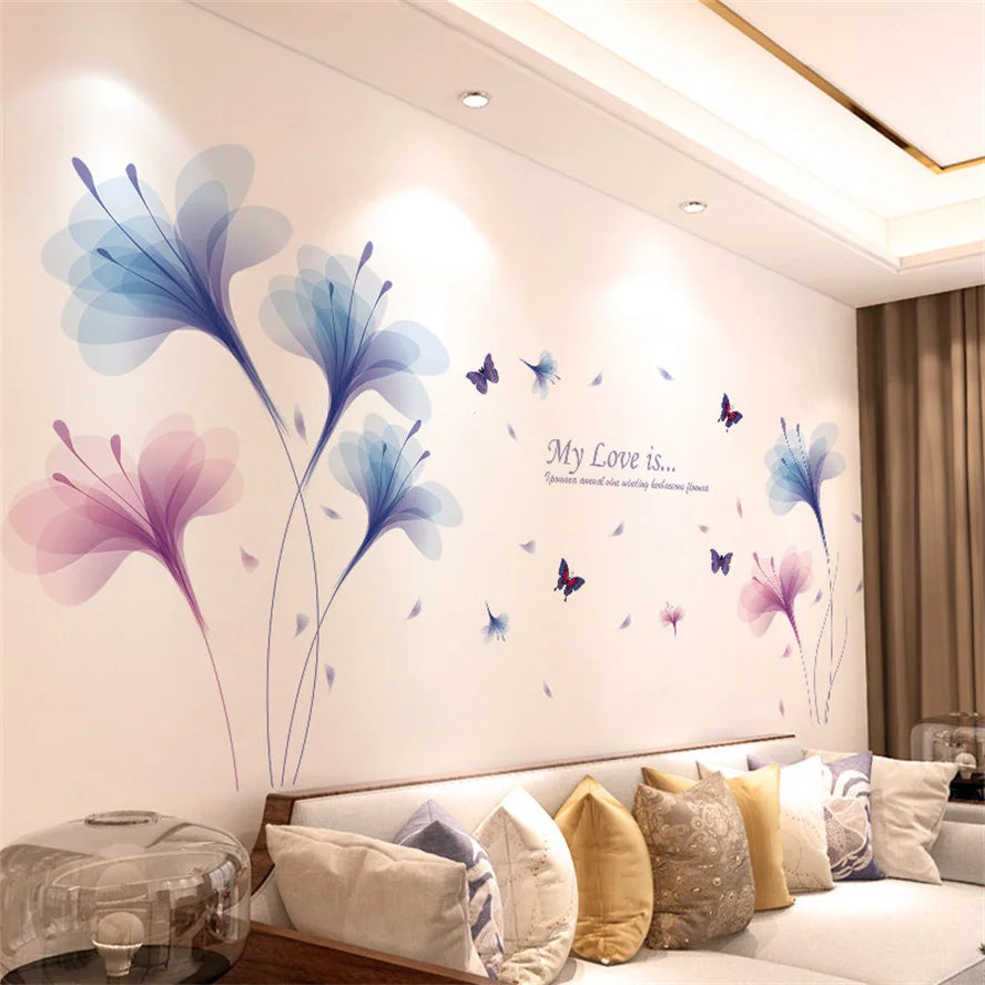 DIY Purple Lavender Wall Stickers – Flowers & Butterfly Decals