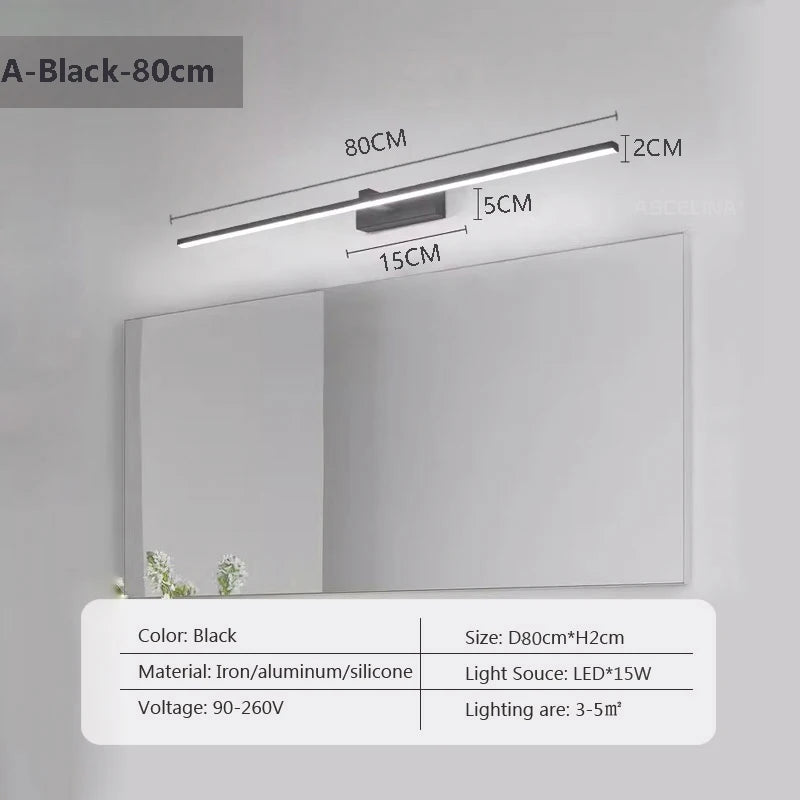 Modern LED Wall Light Strip for Bathroom and Mirror Decor
