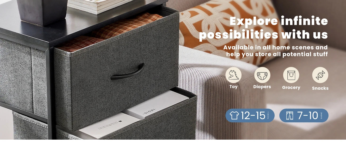 JHK Bedroom Dresser – 4 Fabric Drawers with Steel Frame