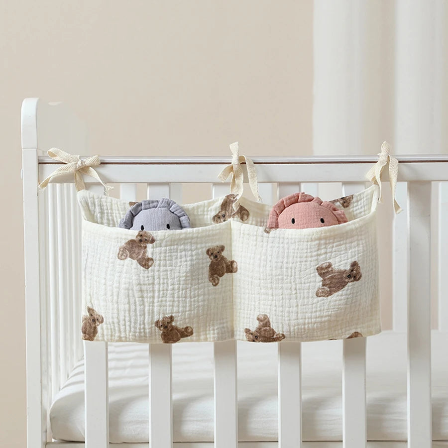 Baby Crib Organizer Hanging Storage Bag with 2 Pockets