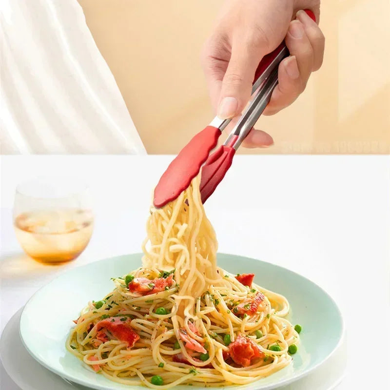 7-Inch Non-Slip Stainless Steel Food Tongs