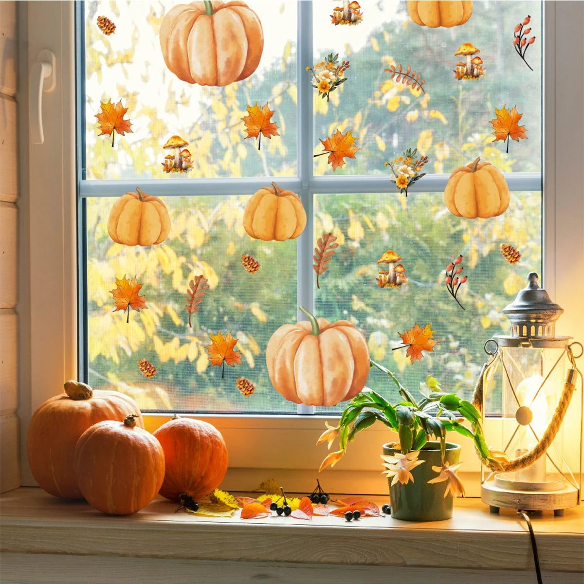Halloween 3D Pumpkin Window Sticker – Self-Adhesive Autumn Wall Decal