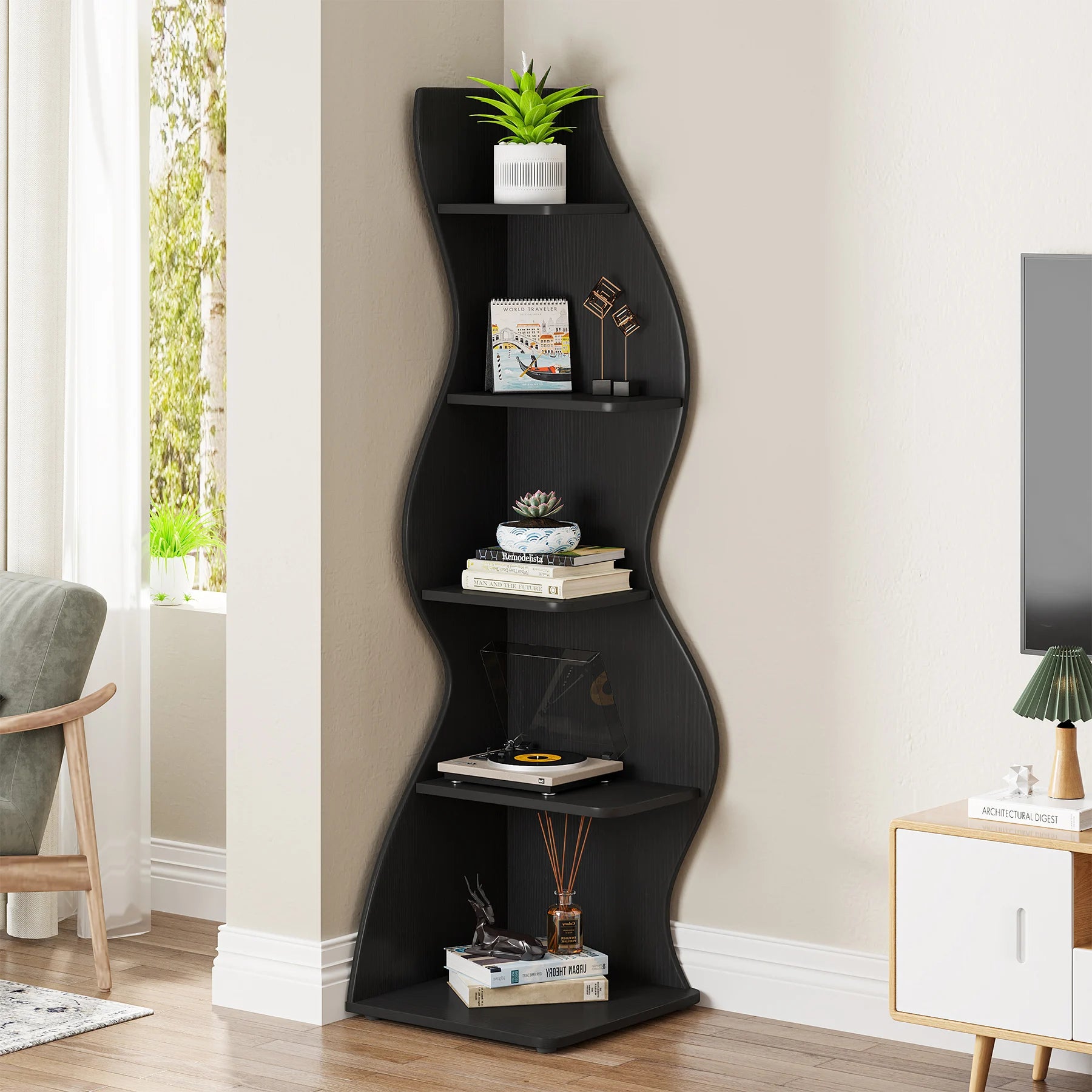 Tribesigns 5-Tier Modern Corner Bookshelf
