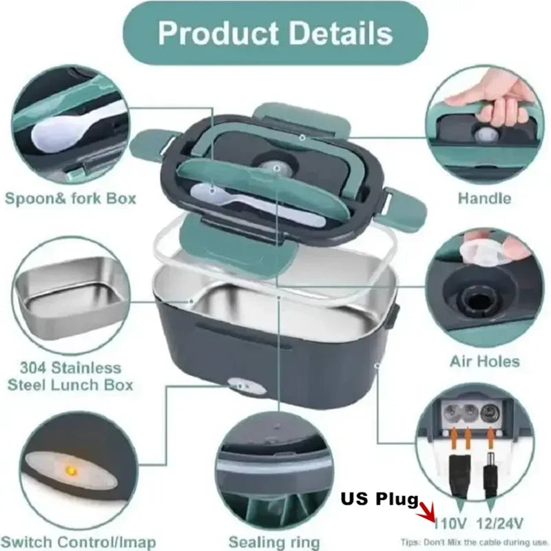 1.5L Electric Lunch Box Food Warmer for Car and Home