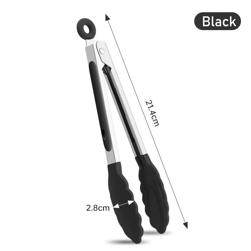 7-Inch Non-Slip Stainless Steel Food Tongs