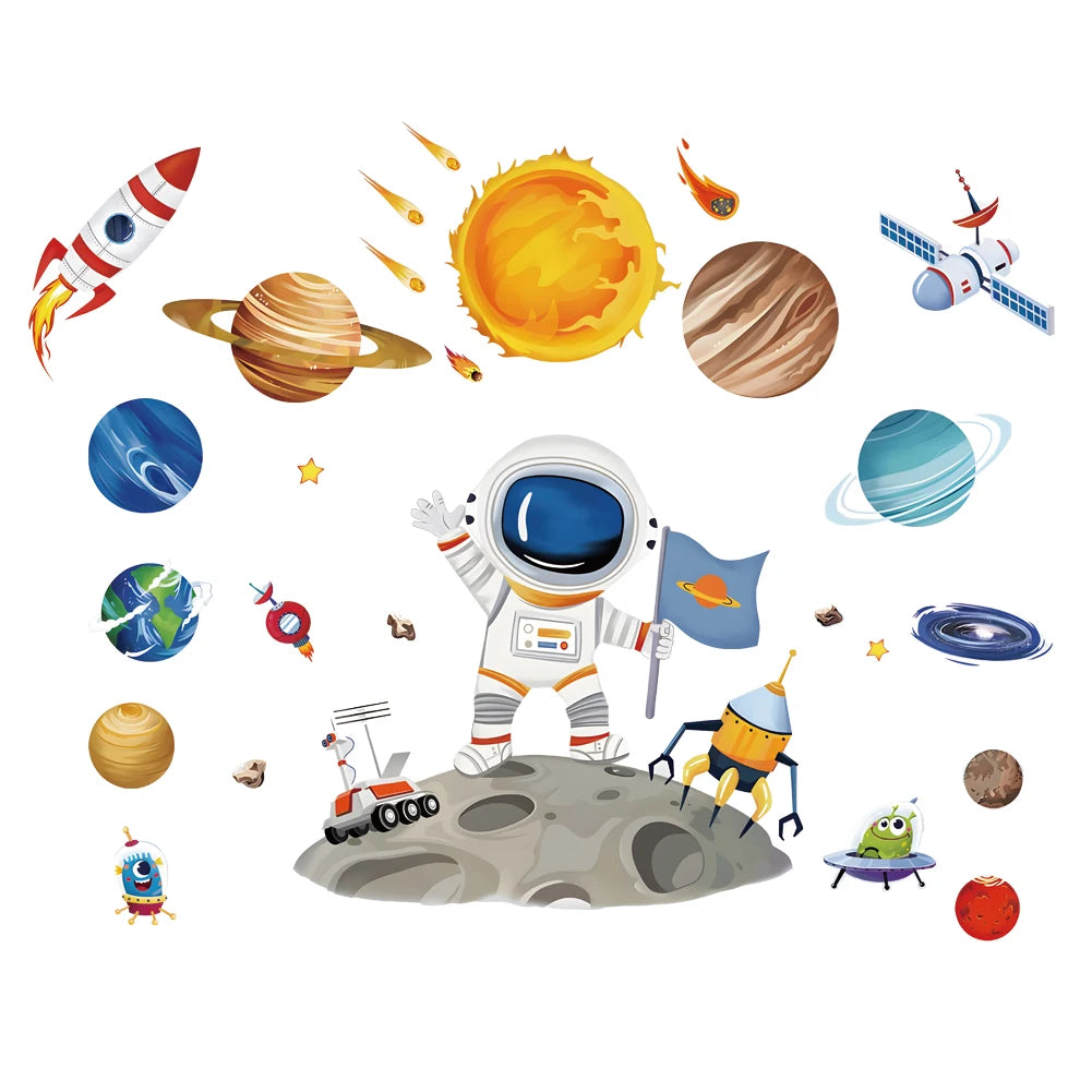 3D Planetary Astronaut Wall Stickers for Kids’ Room