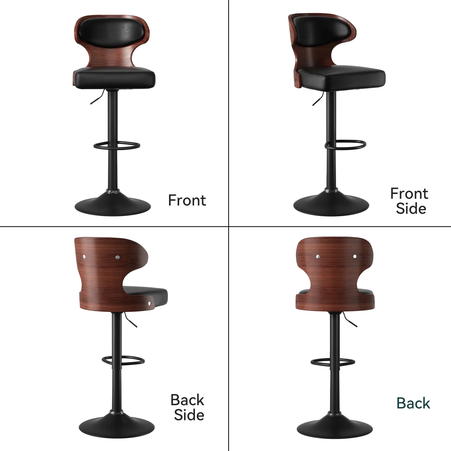 2PCS Bar Stools with Backrest – Soft Cushion Dining Chairs