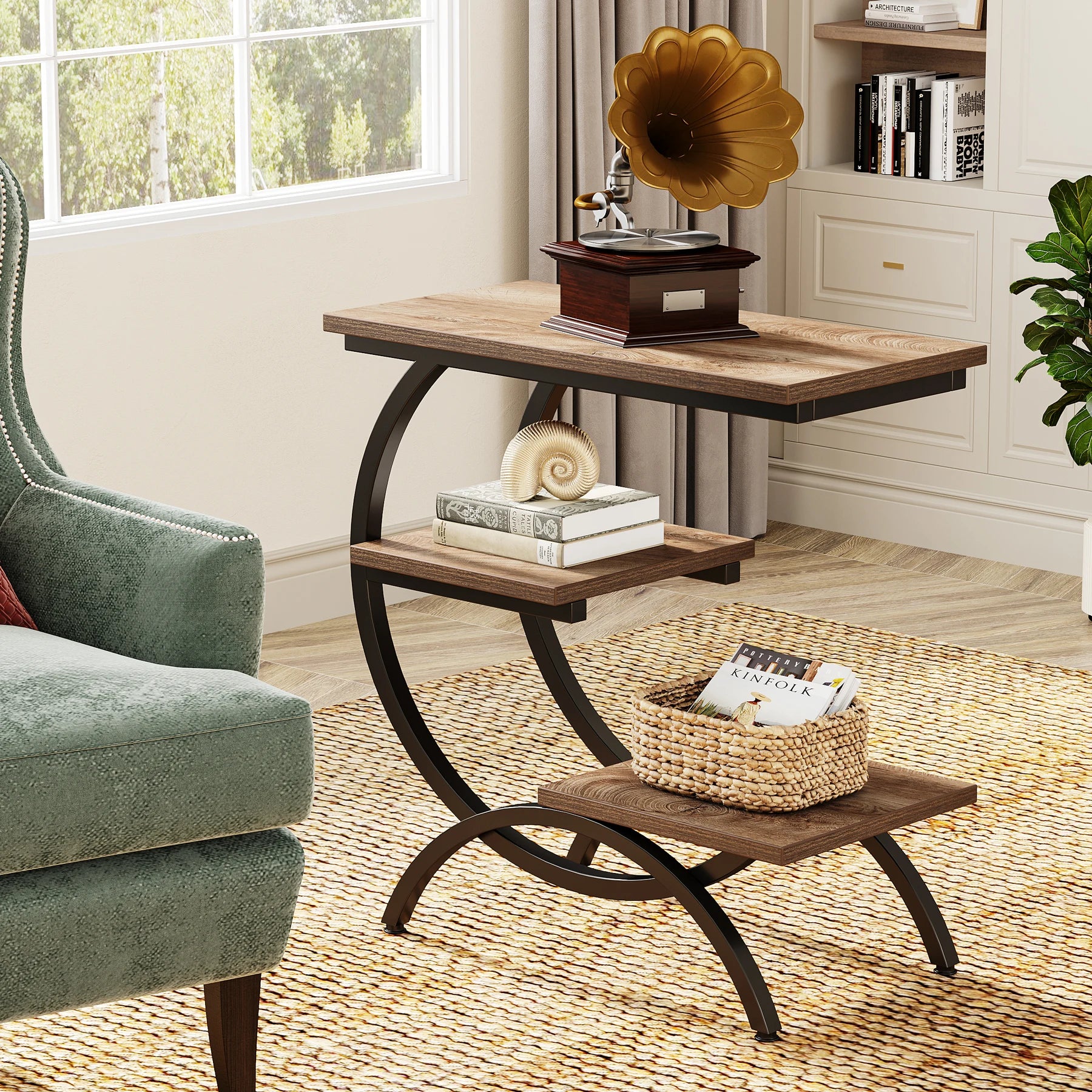 Tribesigns 3‑Tier C‑Shaped End Table