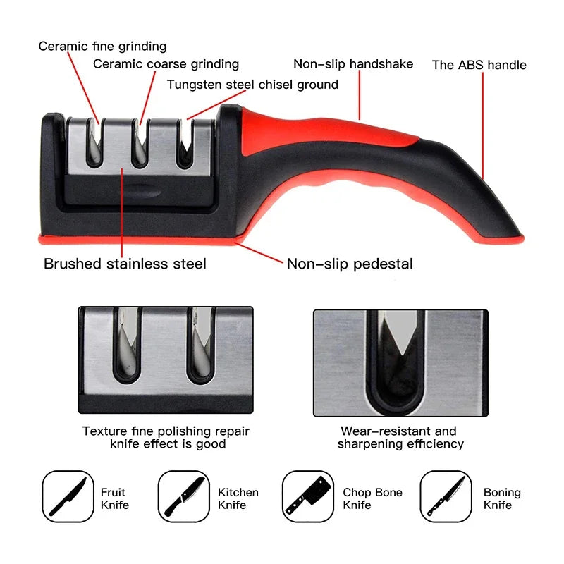 Level 3 Knife Sharpener with Non-Slip Base