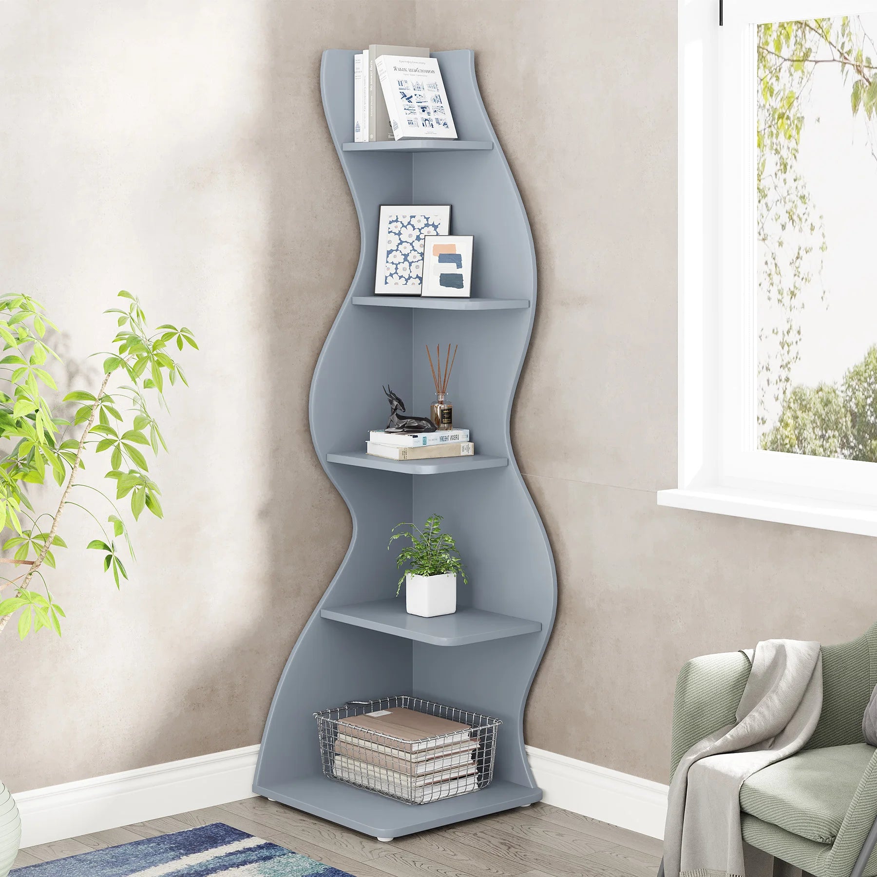 Tribesigns 5-Tier Modern Corner Bookshelf