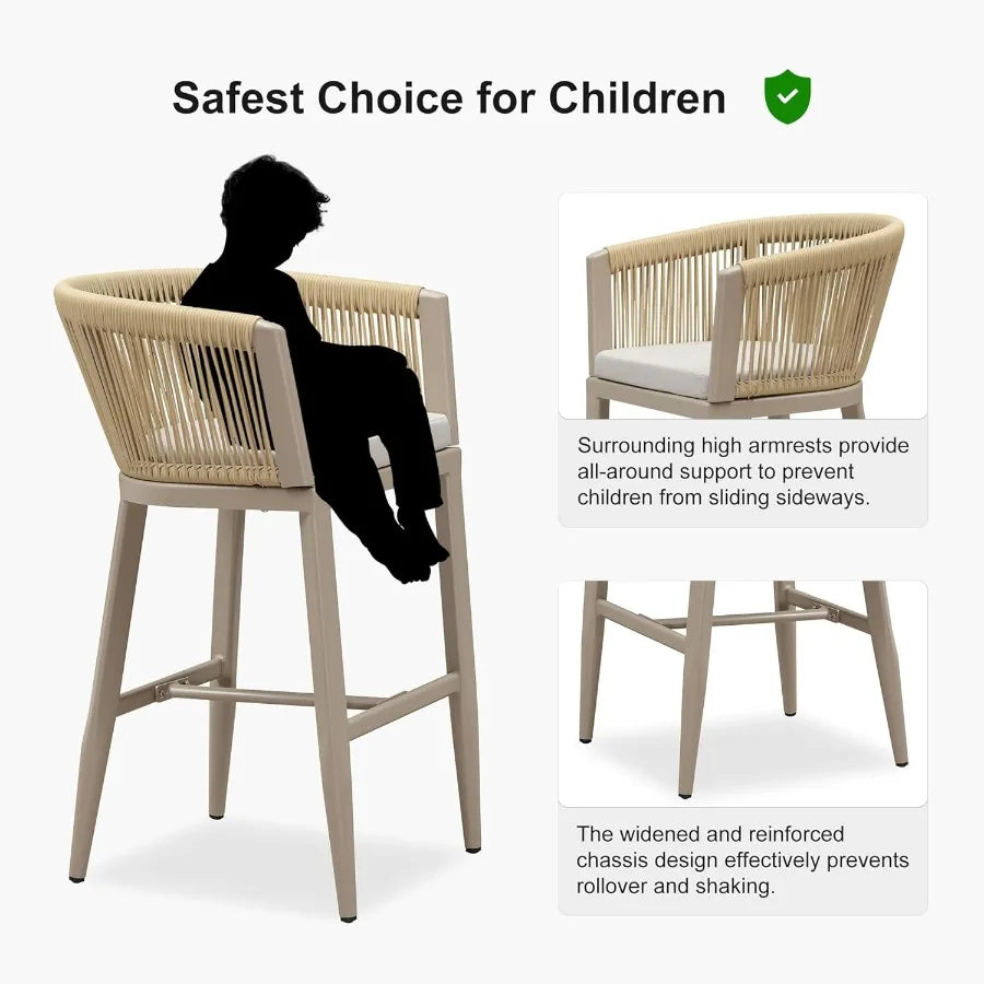 Modern Outdoor Wicker Bar Stool Set