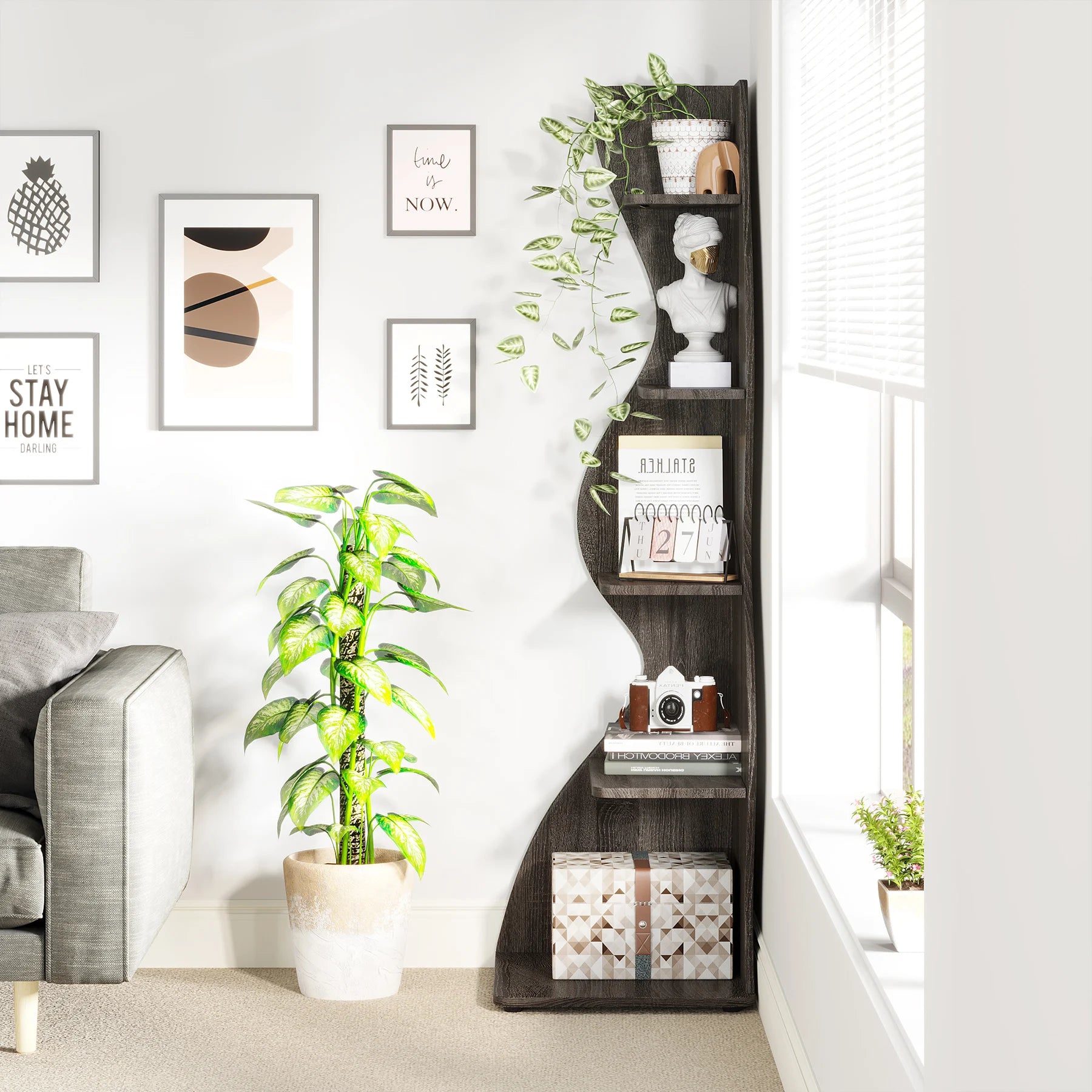 Tribesigns 5-Tier Modern Corner Bookshelf