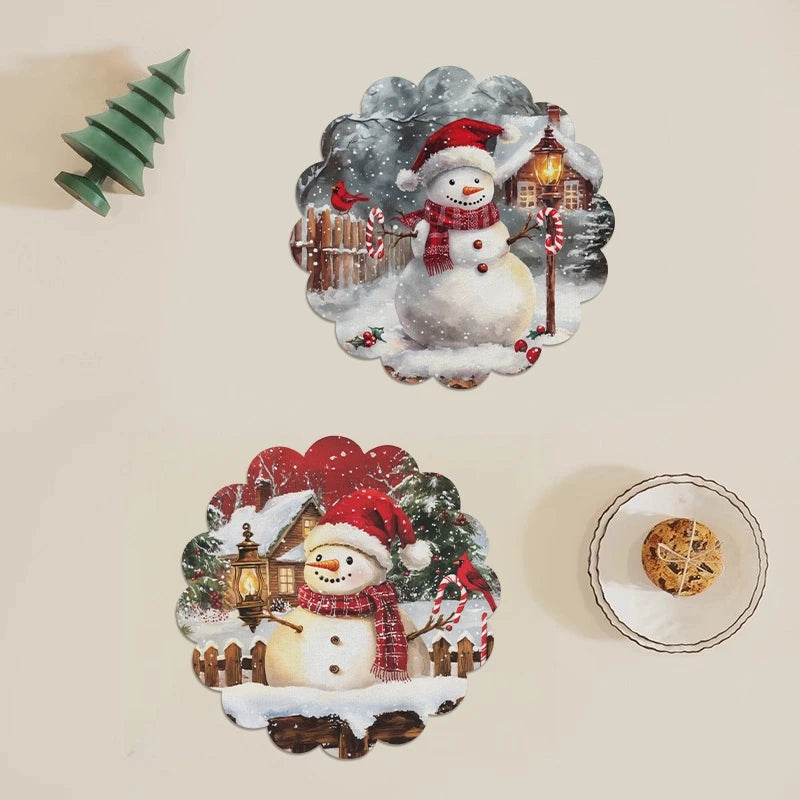 4PCS Cartoon Santa Claus Coasters – Christmas Table Heat Pads