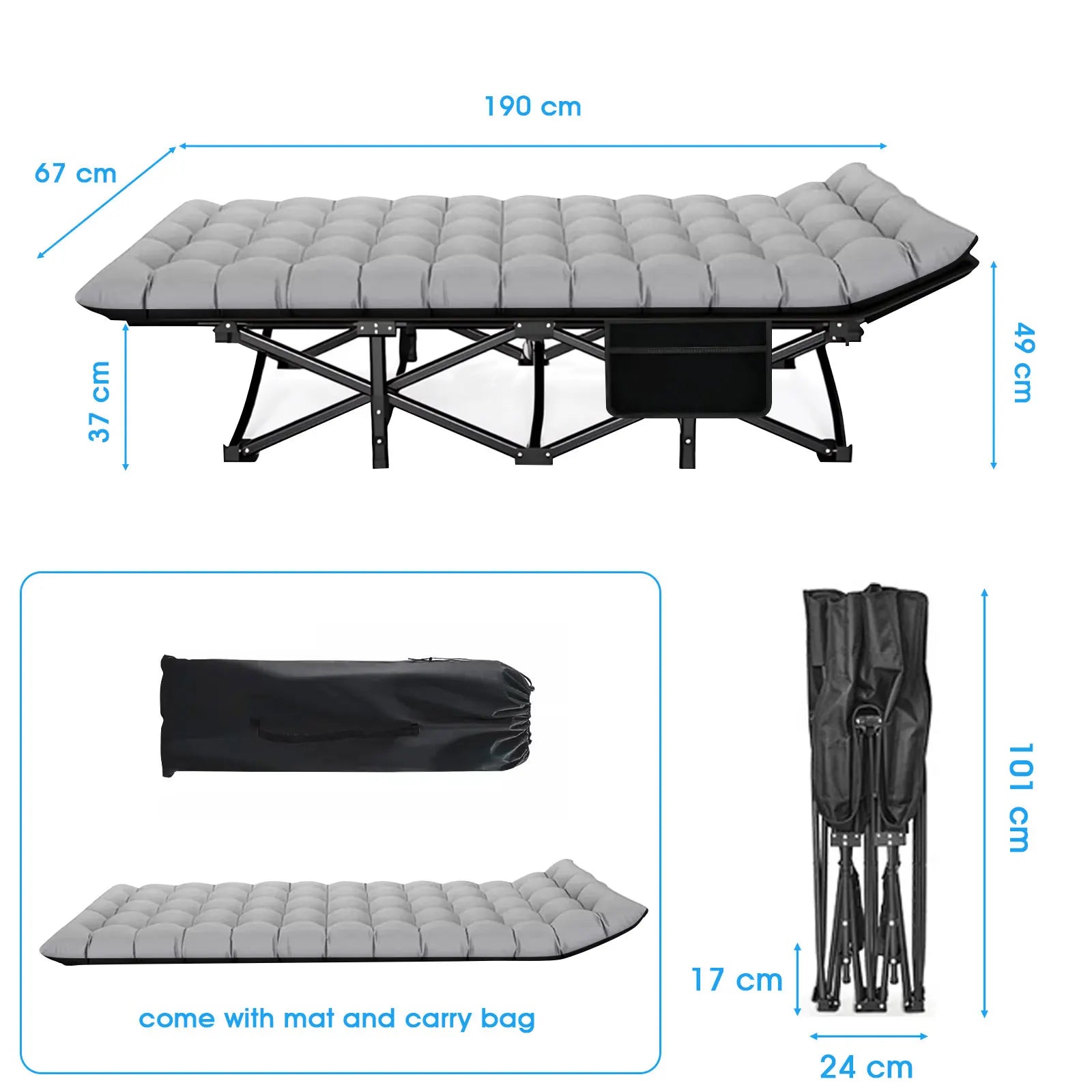 Folding Heavy-Duty Camping Cot for Adults