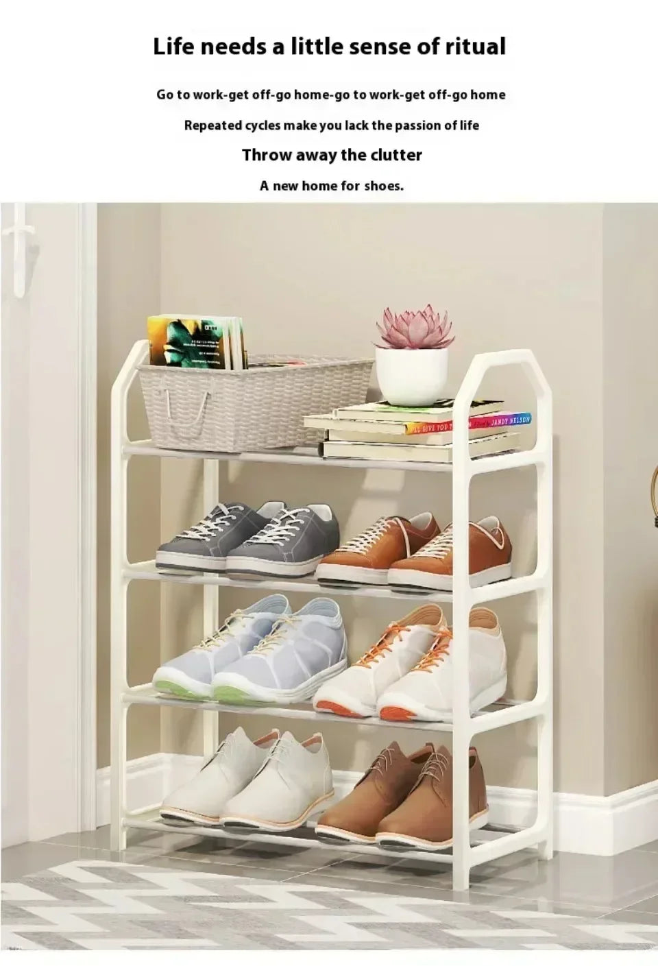 4-Tier Wooden Shoe Rack – Home & Dormitory Storage Cabinet