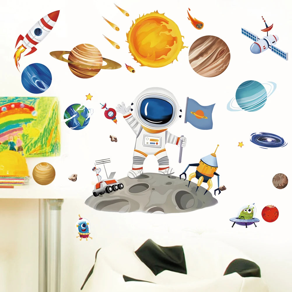 3D Planetary Astronaut Wall Stickers for Kids’ Room