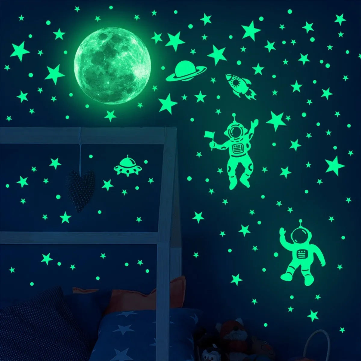 Glow-in-the-Dark Moon & Stars Wall Stickers – Kids Bedroom Decals