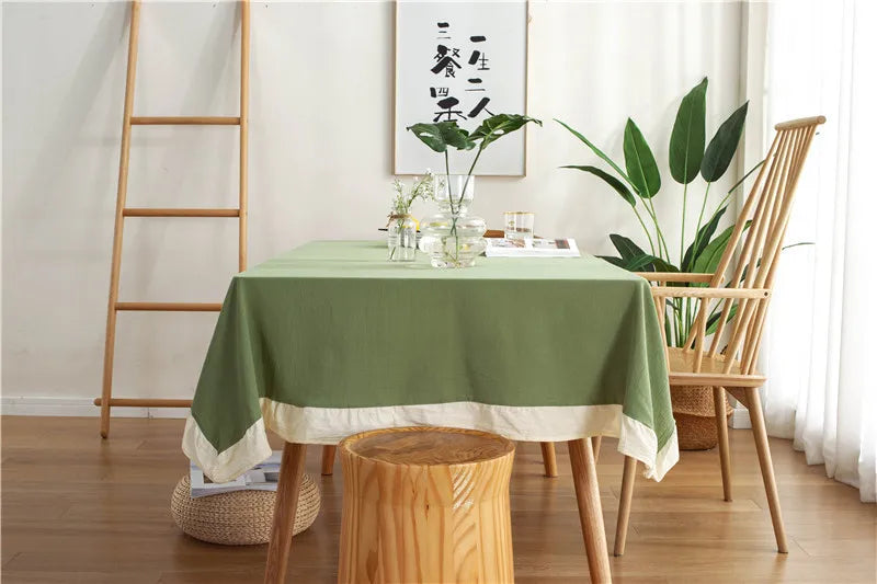 100% Cotton Washable Tablecloth – Elegant Flounce Stitching for Wedding, Party, Dining & Banquet Decoration