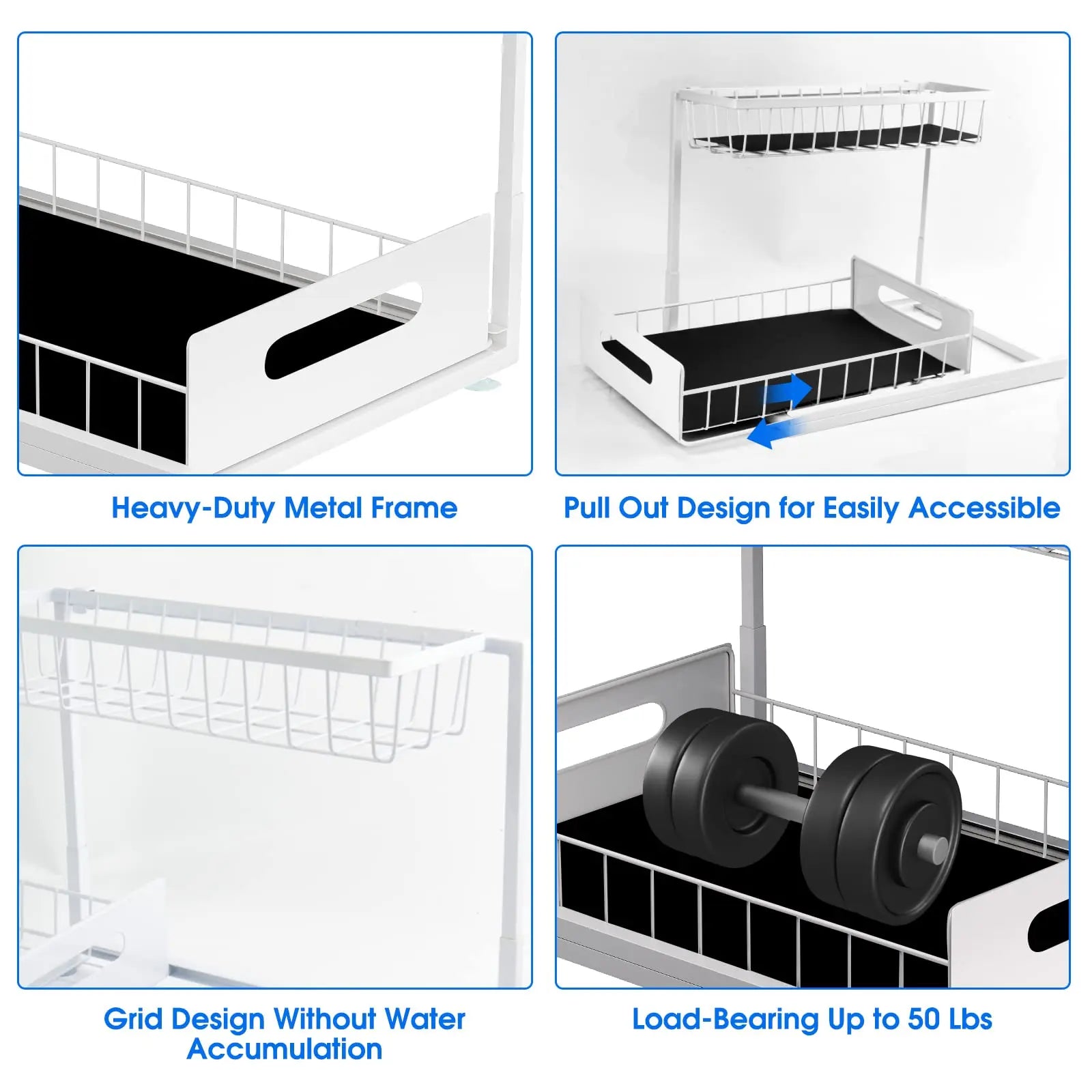 2-Tier Under Sink Sliding Cabinet Organizer Drawer
